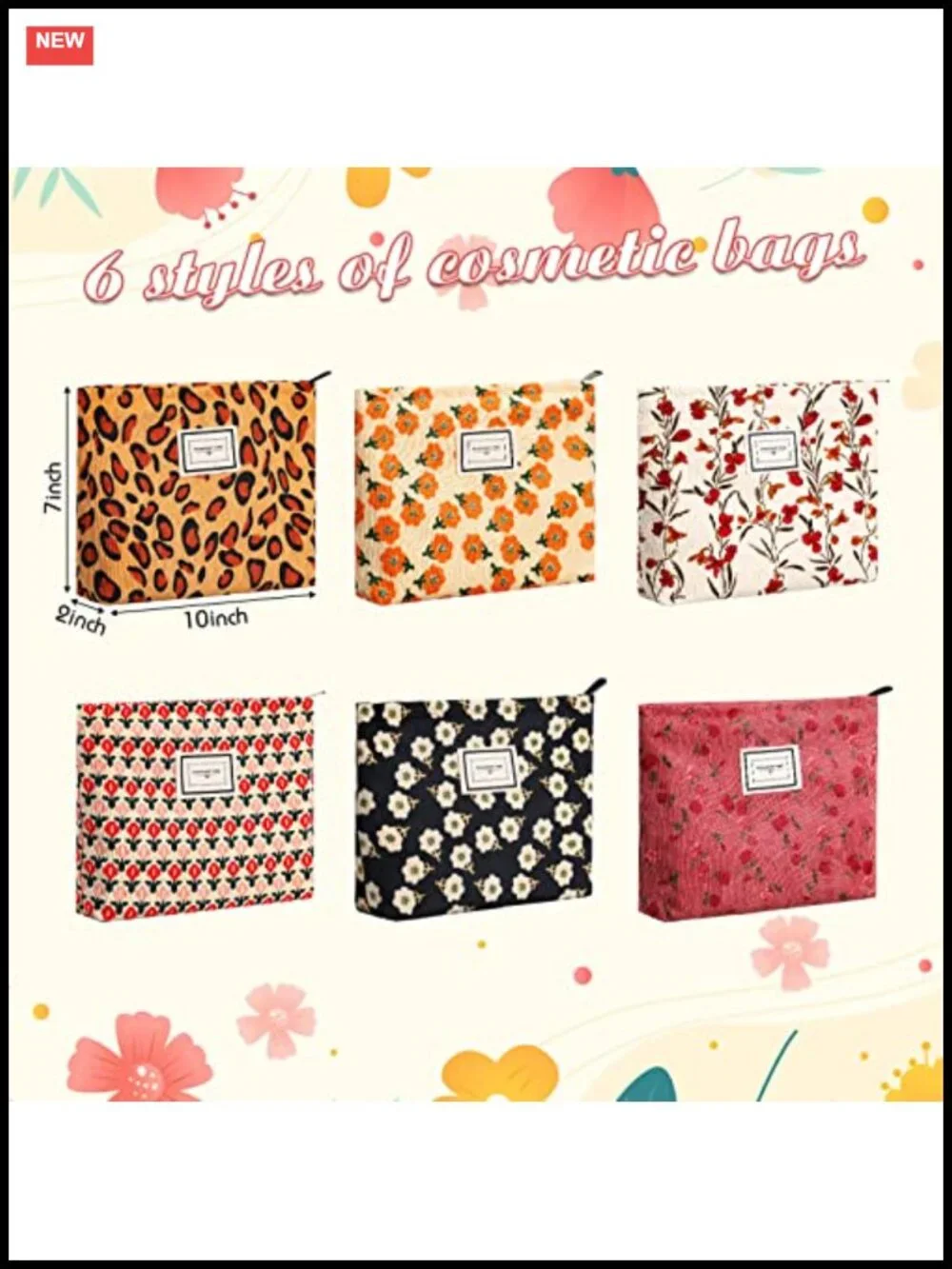 6 Pack Corduroy Makeup Bag Set Large Canvas Cosmetic Pouch Travel Toiletry